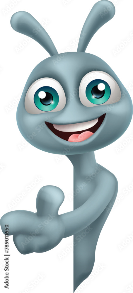 Fototapeta premium An alien grey or gray fun cartoon character mascot