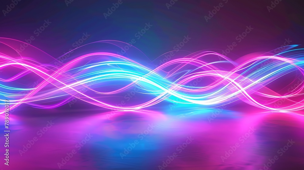colorful neon light spectrum loop ultraviolet quantum energy pink blue violet glowing line string abstract background colorful neon light spectrum loop ultraviolet quantum energy pink blue violet glowing line string abstract background