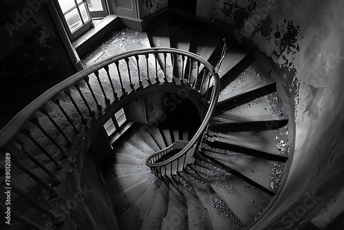 Spiral Stairs. A view of the a 1930 spiral staircase . photo