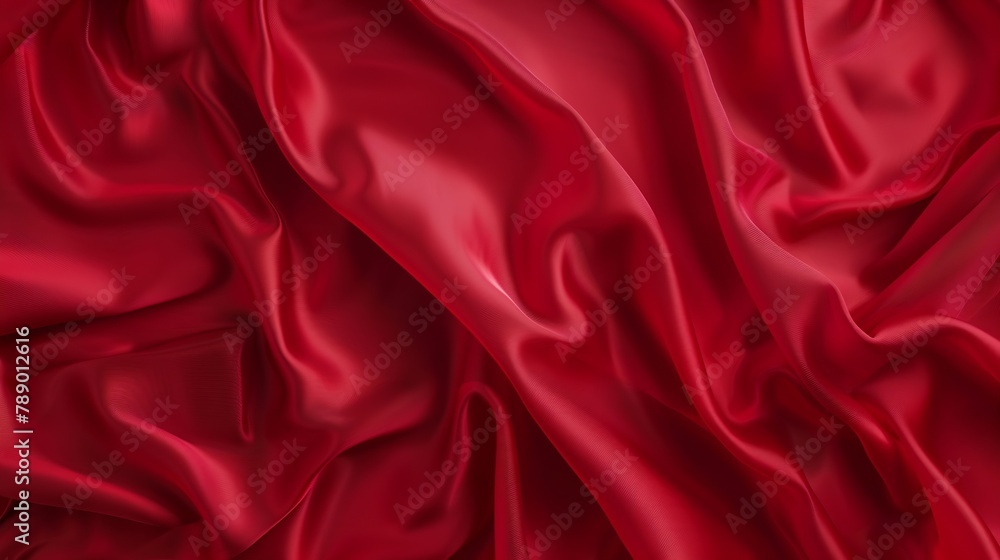 Red silk satin Luxury background with space for design Banner Wide Long Panoramic Flat lay top view table Template Christmas New Year : Generative AI Red silk satin Luxury background with space for design Banner Wide Long Panoramic Flat lay top view table Template Christmas New Year : Generative AI