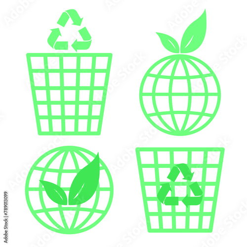 Ecology icons. Universal recycling symbols isolated on white background.