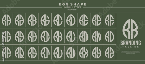 Collection of food egg shape initial letter R RR logo design