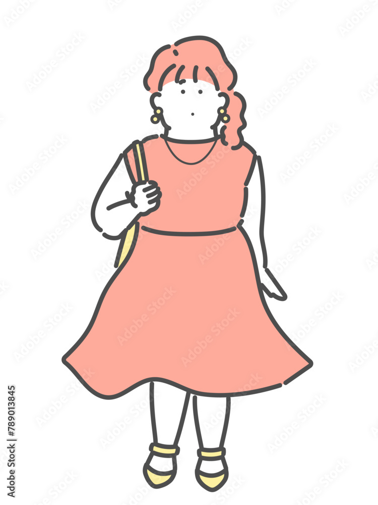 買い物を楽しむ若い女性イラスト