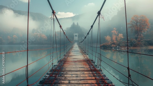 Bridge connecting two places across a body of water.