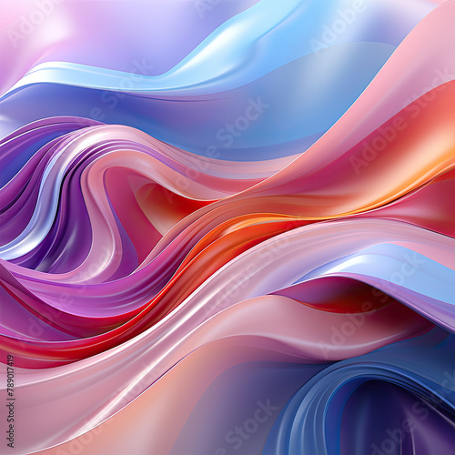 Watercolor Abstract fluid holographic pastel curved wave in motion colorful background, Gradient design, clipart Illustration, Generative Ai