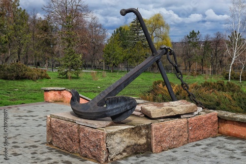 Anchor on the embankment of the Dniester River, Bendery, Transnistria photo
