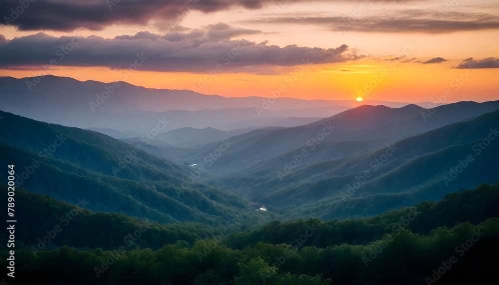 Fototapeta premium Smoky mountain sunset