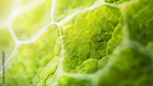 green plant cells abstract science background : Generative AI photo