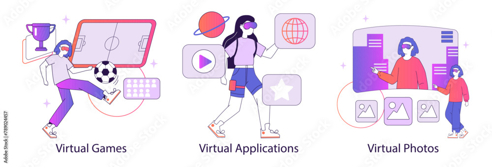 ar and vr2. Flat Vector Illustration ar and vr2. Flat Vector Illustration