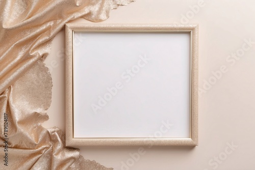 Luxurious golden frame on a gold satin fabric background, exuding opulence and high-end appeal