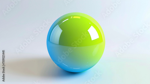 AI art, fluorescent lime green and blue sphere © yasusu