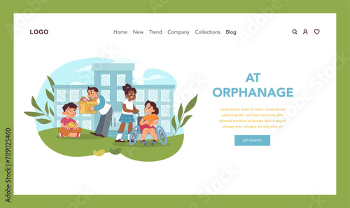 Orphan support concept. Vector illustration