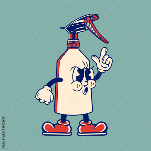 Retro character design of the spray bottle