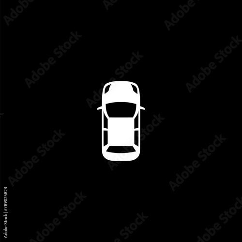 Car top view icon isolated on dark background