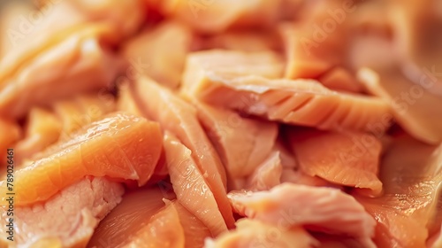 sliced chicken fillet closeup fresh and raw chicken meat during cooking : Generative AI