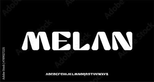 MELAN, BOLD FUN SANS SERIF ALPHABET FONT SET VECTOR DISLAY