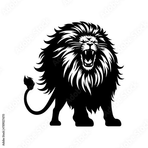 Roaring Majesty  Lion Vector Silhouette- Roaring Lion Illustration- Roaring Lion Vector Stock.