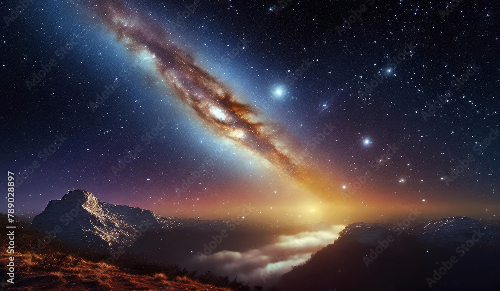 Milky Way galaxy in the sky, night scenery, night sky background Milky Way galaxy in the sky, night scenery, night sky background