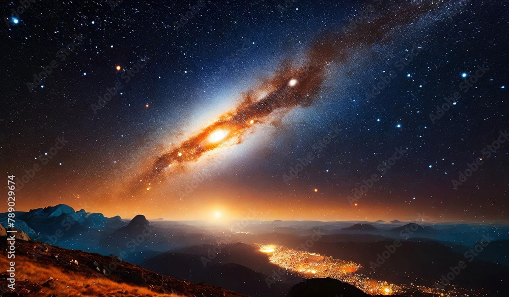 Milky Way galaxy in the sky, night scenery, night sky background