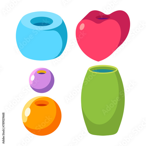 Hair beads vector cartoon set isolated on a white background.