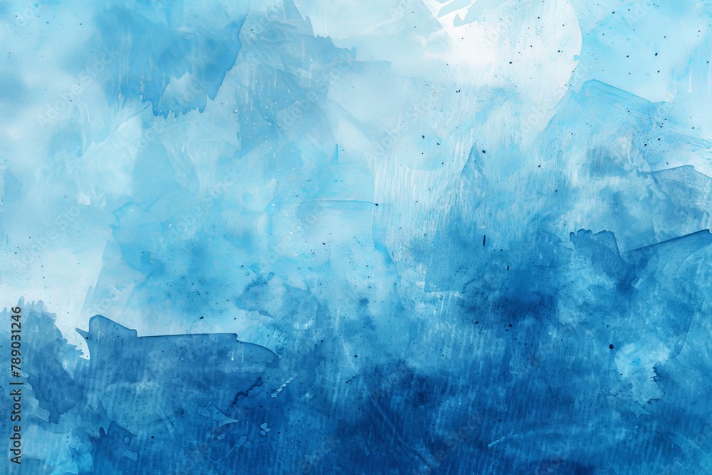 Abstract blue watercolor background with a paper texture. AI generative