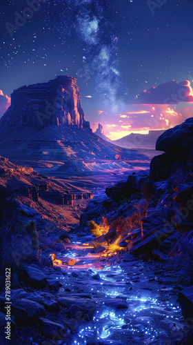 As the desert sleeps  bioluminescent wonders awaken  painting the night with ethereal hues Explore the surreal beauty of desert nightlife