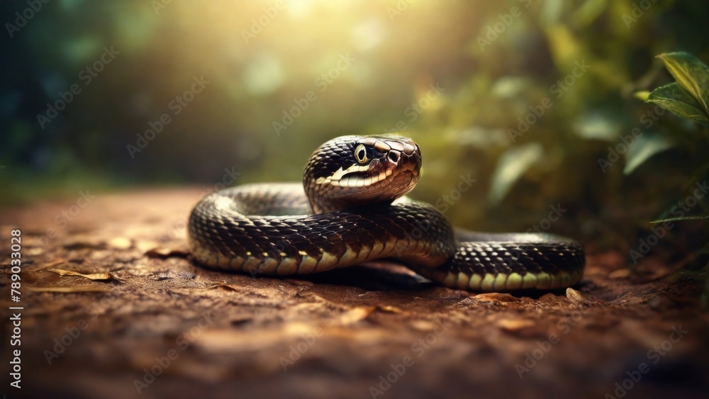 Fototapeta premium Sunlit Serpent in the Forest