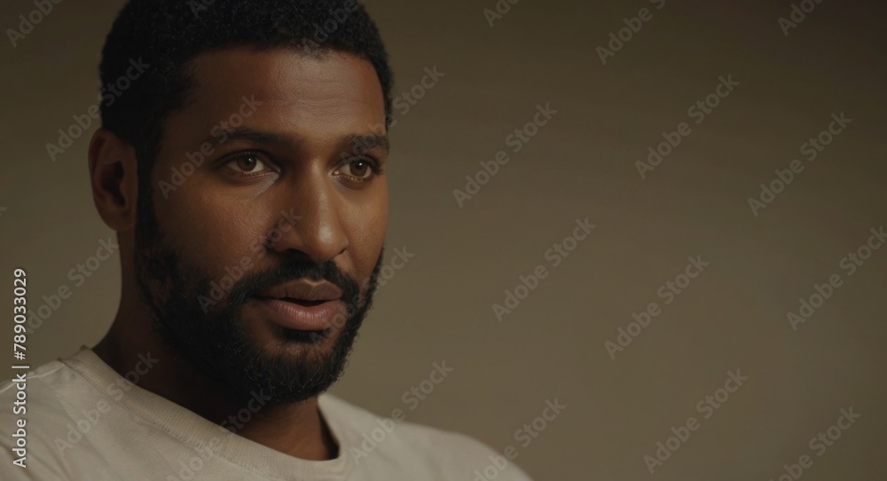 Contemplative Man in White T-Shirt Contemplative Man in White T-Shirt