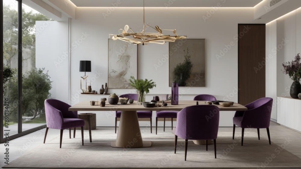 Fototapeta premium Elegant Modern Dining Room with Nature View