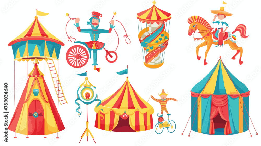 Set of Four circus tent and funny show performers  c