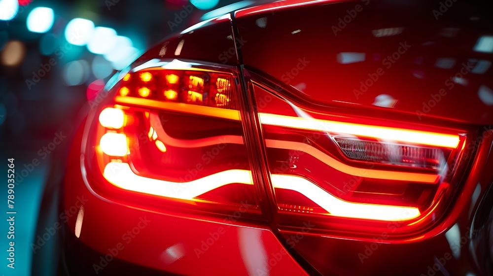 rear lights on the car closeup headlight of a modern car after tuning modern luxury sports car : Generative AI