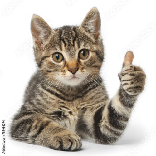 cat giving thumbs up on transparency background PNG