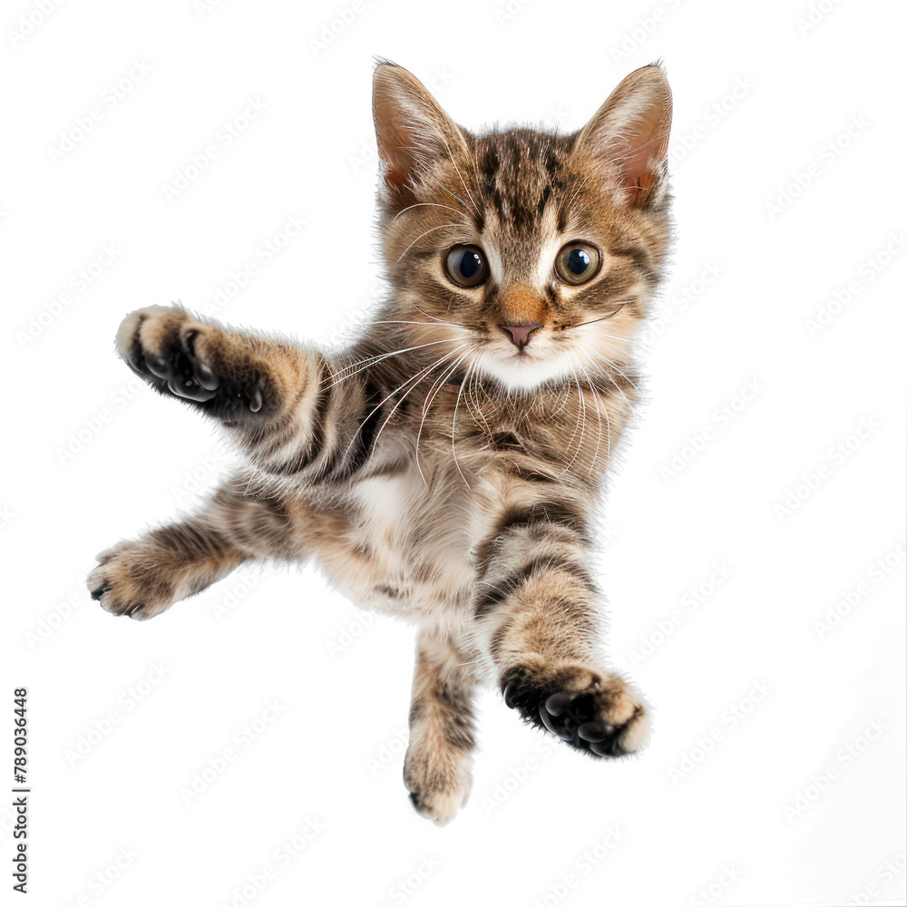 jumping cat over on transparency background PNG