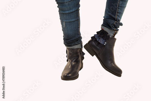 Fancy half cut girl boots stylish isolated on white background