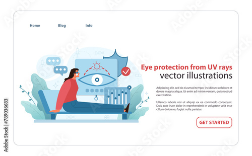 UV Protection Awareness Illustration. A woman with sunglasses highlights the importance of shielding.