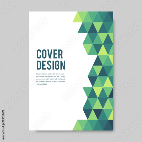 Book cover designs in a green color geometric style. Vector illustration.