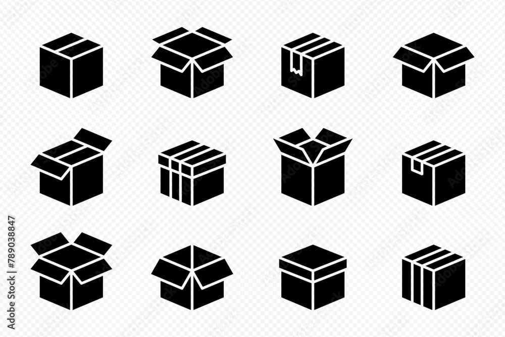 Vector isolated Box icon set Vector isolated Box icon set