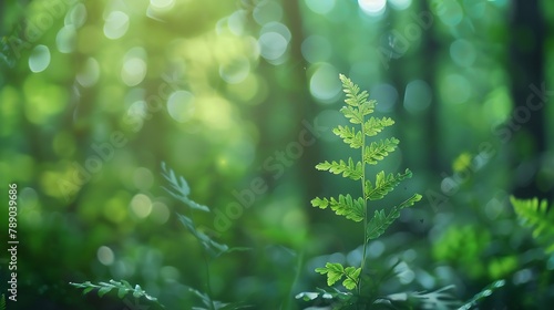 Leaves of a young fern closeup with copy space Beautiful fresh fern sprouts in spring woodlands Closup of growing fern plant Natural spring scenery : Generative AI photo