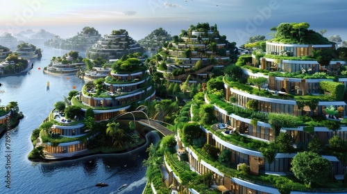An eco-friendly city where ancient architecture meets sustainable modern designs