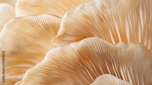 Close up of mushroom gills Abstract nature background macro shot of oyster mushroom gills : Generative AI
