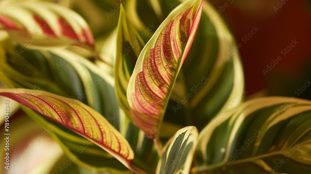 Obraz premium striped leaf ornamental plants close up : Generative AI