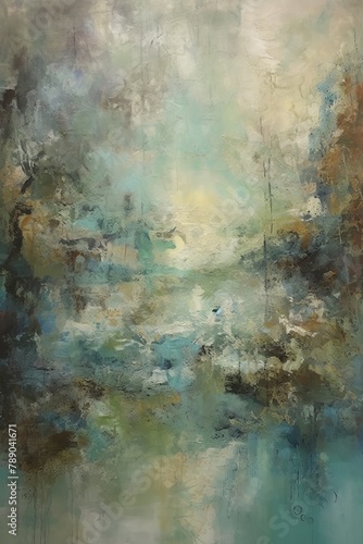 Abstract Painting of Trees and Water