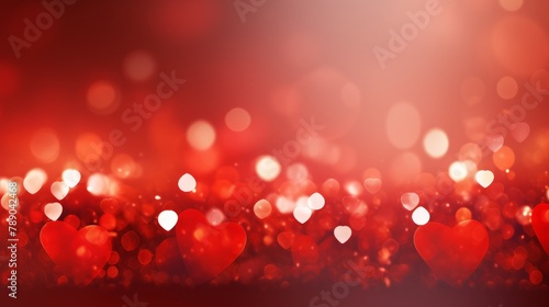 Christmas light background. Abstract golden red sparkles with bokeh lights texture, defocused