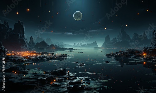 Wallpaper Mural Moonlit Night Over Water Torontodigital.ca