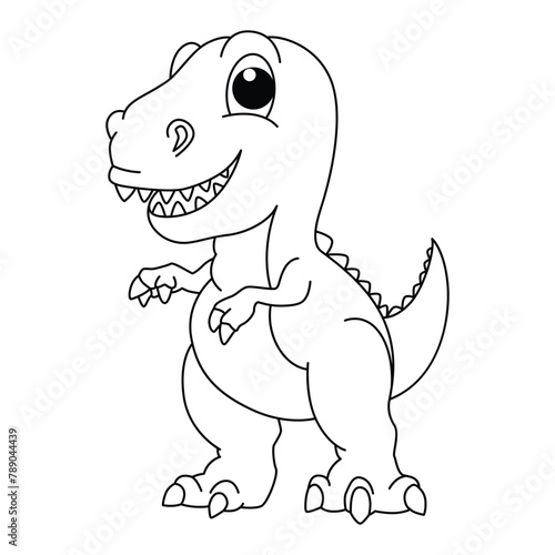 Funny dino cartoon for coloring book.