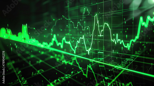 exponential graph, increasing bar graph upward to the right, green, cash increasing, profit, lots of money, business dashboard, (Generative AI)