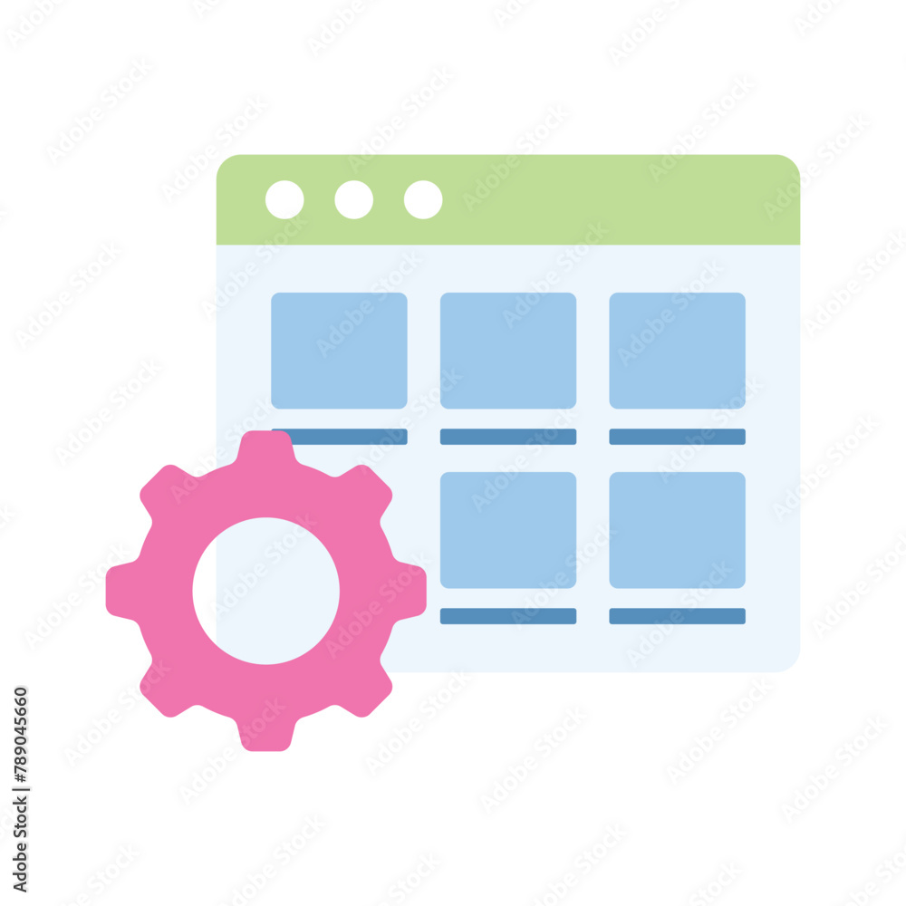 Gear on webpage showing concept vector of website management, editable vector Gear on webpage showing concept vector of website management, editable vector