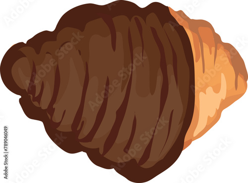 Croissant with chocolate illustration on transparent background.
