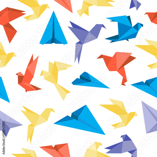 Seamless Pattern with Origami Background