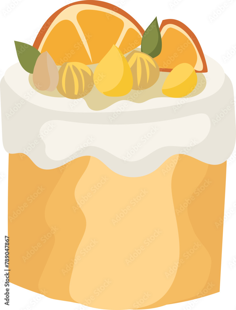 Orange cake illustration on transparent background.
Orange cake illustration on transparent background.